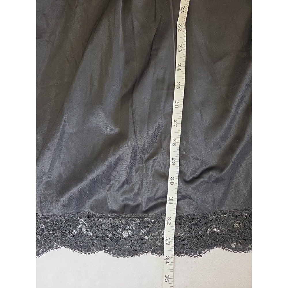 Vtg 1960s Vanity Fair Tricot Nylon‎ Lace Bodice Black Slip Dress Size 32 Short - Picture 9 of 11